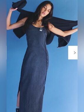 Free People Hot Shot Surf Dress Mineral Wash Black NWOT Retail$80